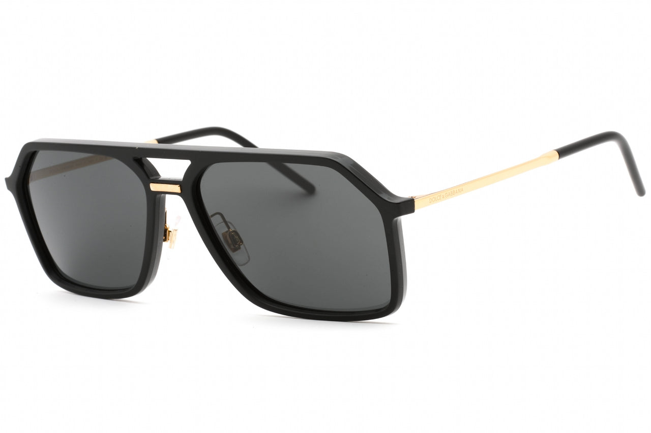 Dolce & Gabbana Black Rectangle Aviator Sunglasses