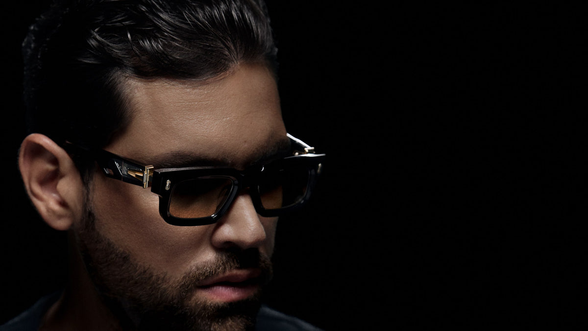 T Henri Superleggera sunglasses in Shadow II, worn by model, editorial